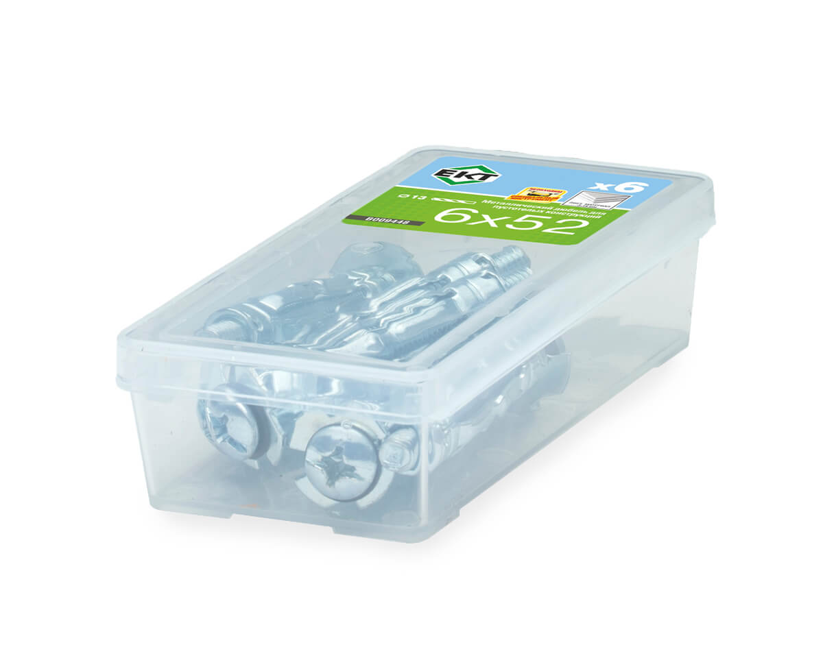 Дюбель металлический 6х52 мм, для пустотелых конструкций, ЕКТ (упак/6шт)