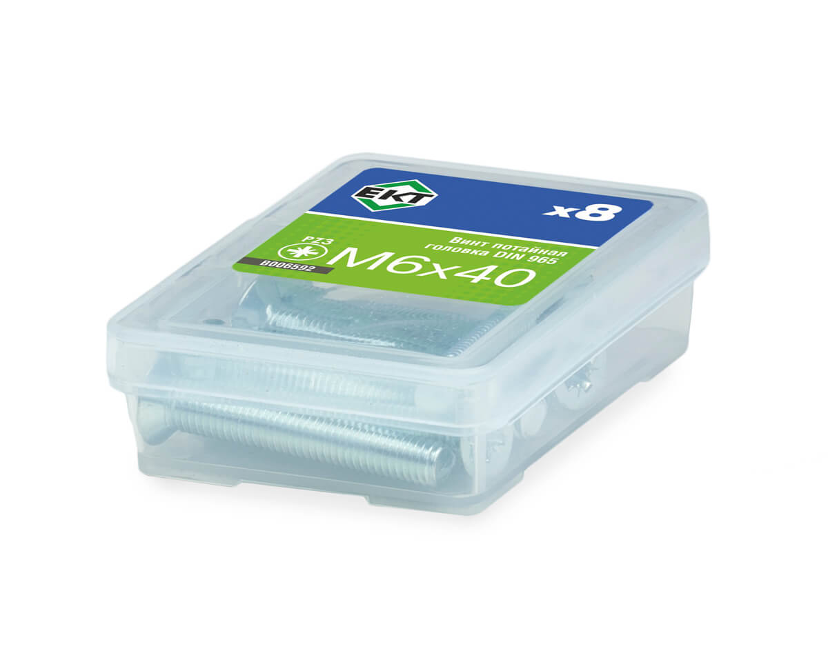 Винт 6х 40 пот. гол. POZI, цинк, DIN 965 (упак/8шт)