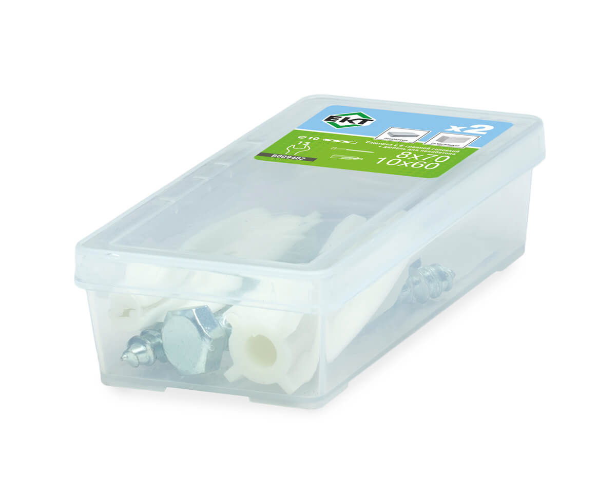 Саморез с 6-гран. гол., белый цинк 8,0х70 + Дюбель для пенобетона 10х60 (упак/2шт) ЕКТ