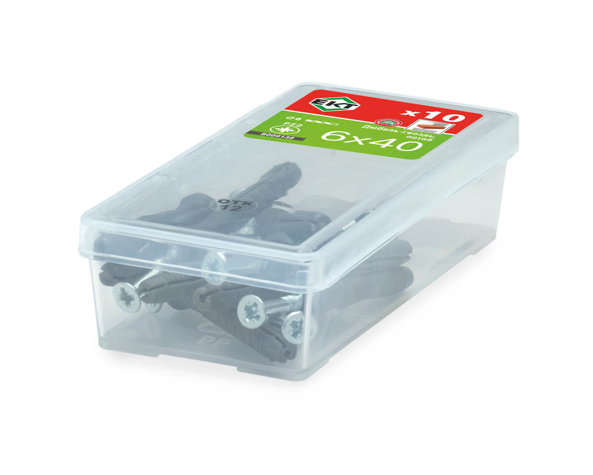 Дюбель-гвоздь GL, 6x40 потай, п/п, ЕКТ (мини-конт./10шт)