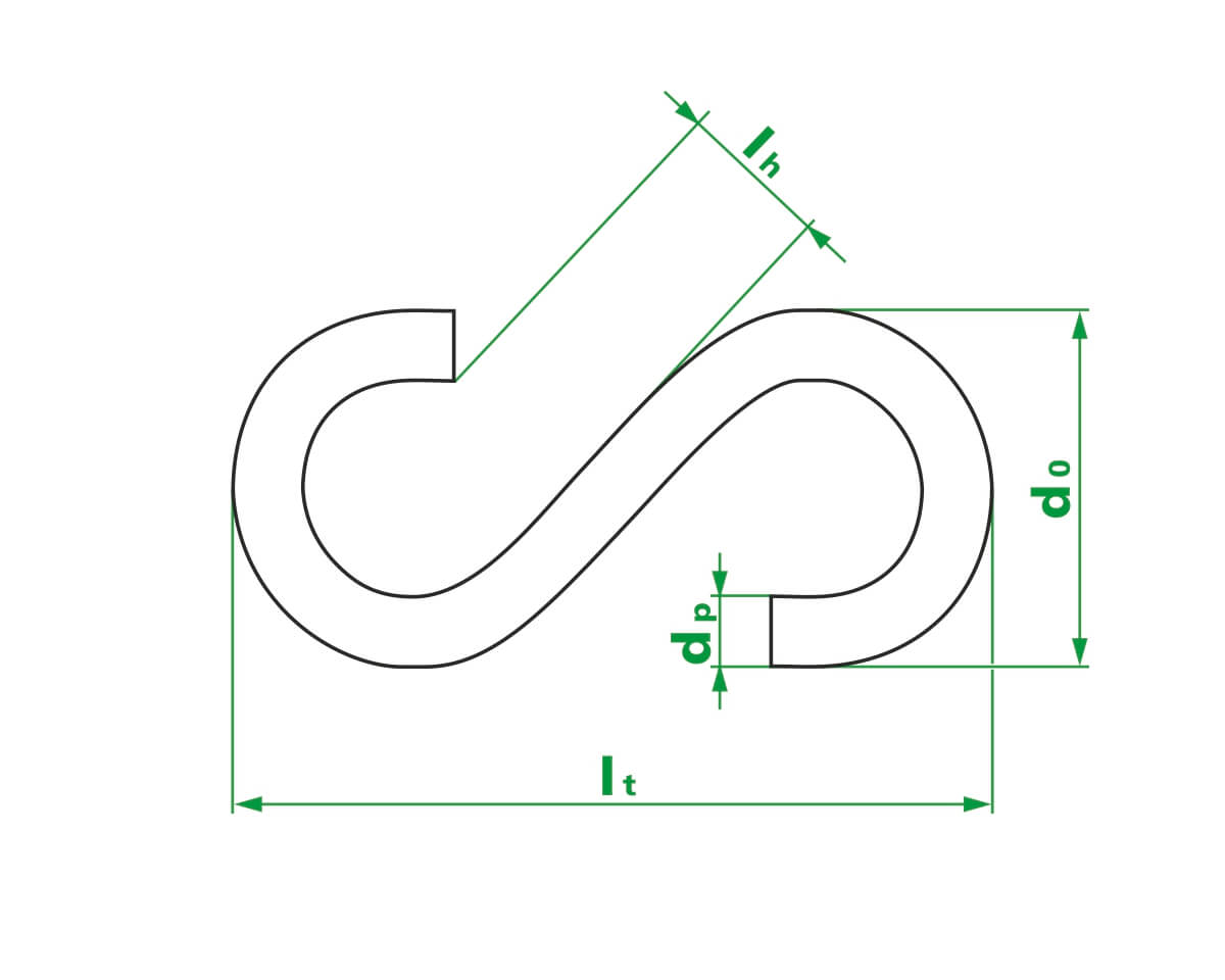 Крючок S-образный М8, цинк (упак/400шт)