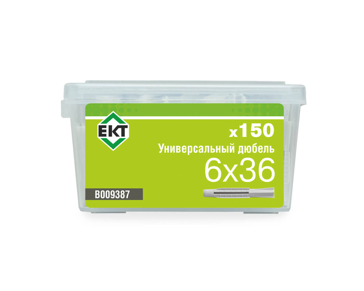 Универсальный дюбель UDD 6x36, НЕЙЛОН, в пласт. контейнере (упак/150шт) ЕКТ