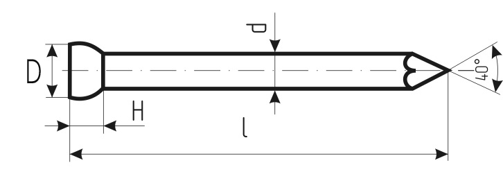 Гвоздь финишный 1,4х20, медное покрытие, Китай (упак/1кг)