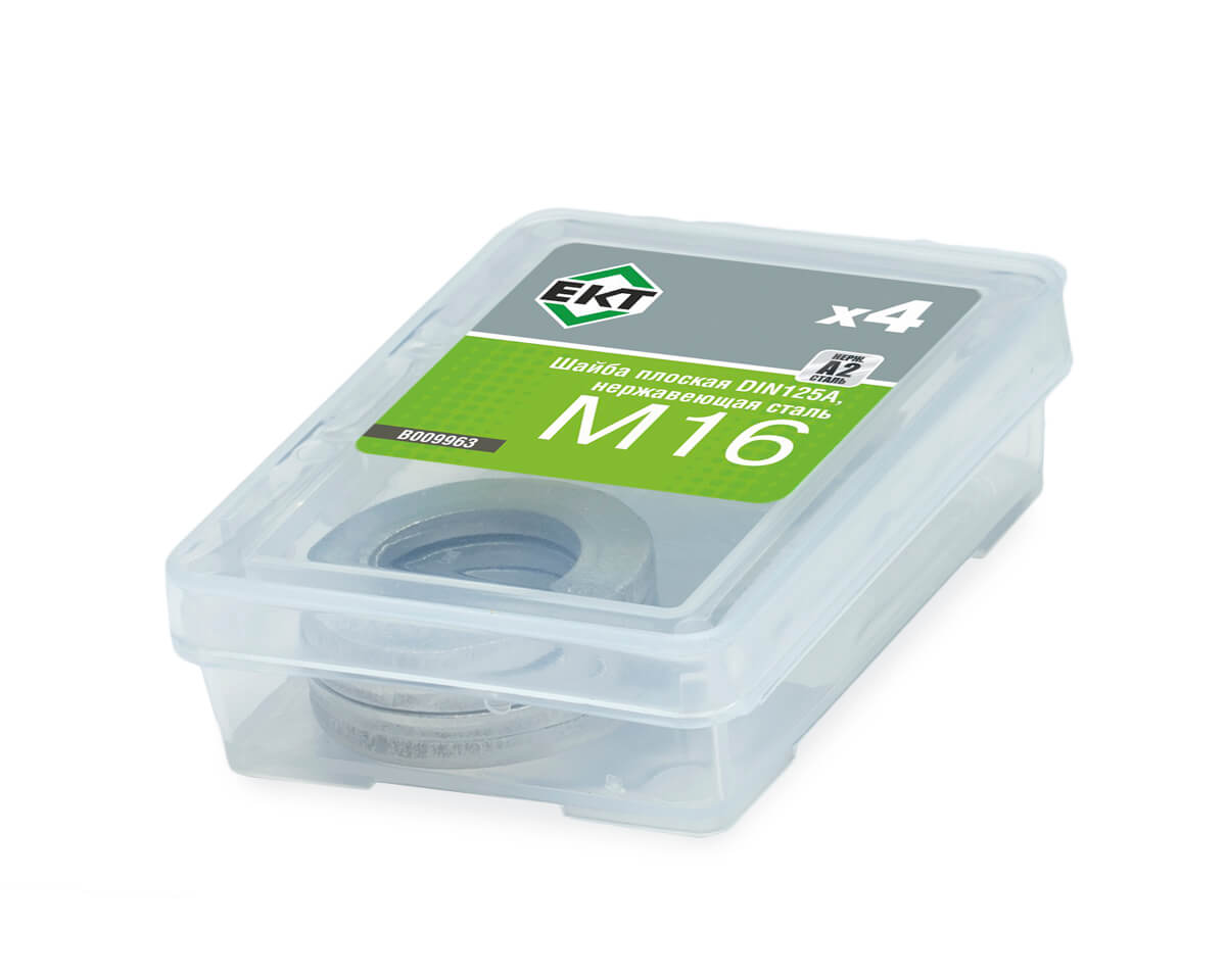 Шайба плоская М16, DIN125A, НЕРЖ. СТАЛЬ, ЕКТ (упак/4шт)