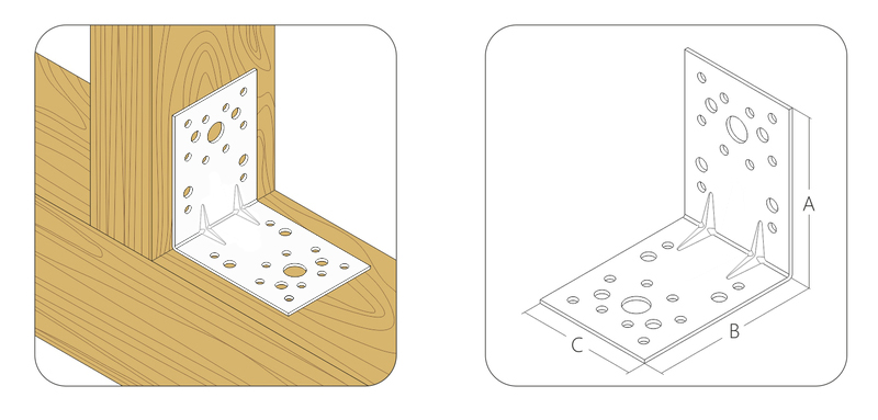 Крепежный уголок с двойным усилением 90x60x60/2 KUD1, желтый цинк (шт)