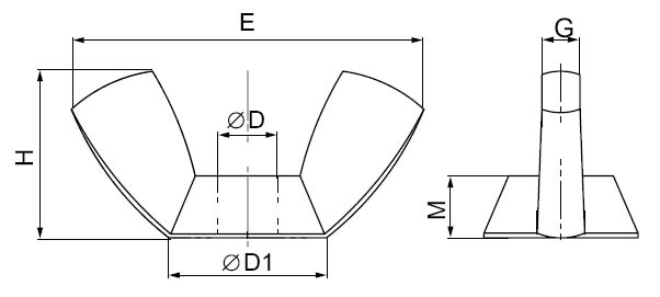 Гайка барашковая М8, DIN315, оцинк. (упак/250шт)
