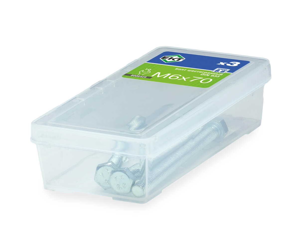 Болт шестигранный 6х 70, цинк, прочн. 8.8 DIN 933 (упак/3шт)