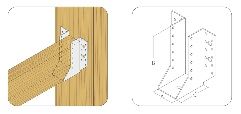 Опора бруса оцинкованная раскрытая 140x76x50x2,0 мм OBR_R- 50/140 (шт)
