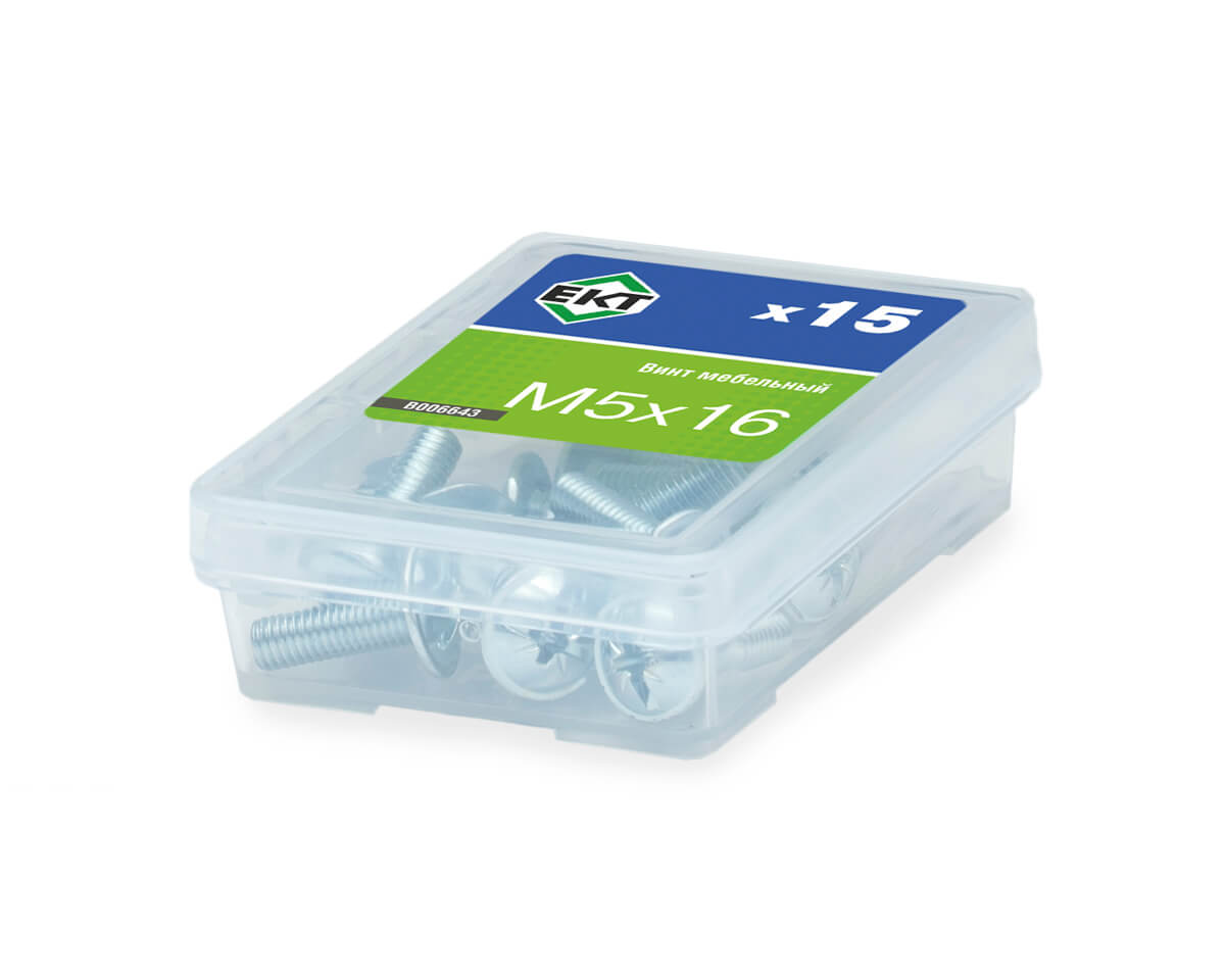 Винт мебельный 5х16, полусфер. головка, шлиц KOMBI, цинк (упак/15шт)