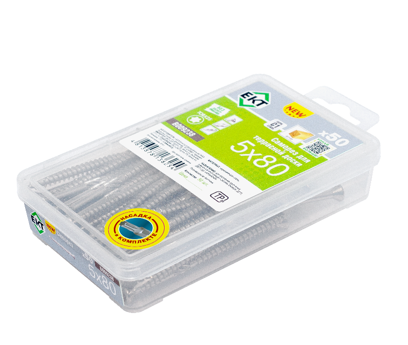 Саморез для террасной доски TORX25 5.0x80, НЕРЖ.СТАЛЬ (упак/50шт)