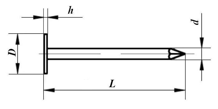 Гвоздь с увеличенной плоской головкой 3,0х80, оцинкованный, РБ (упак/5кг)