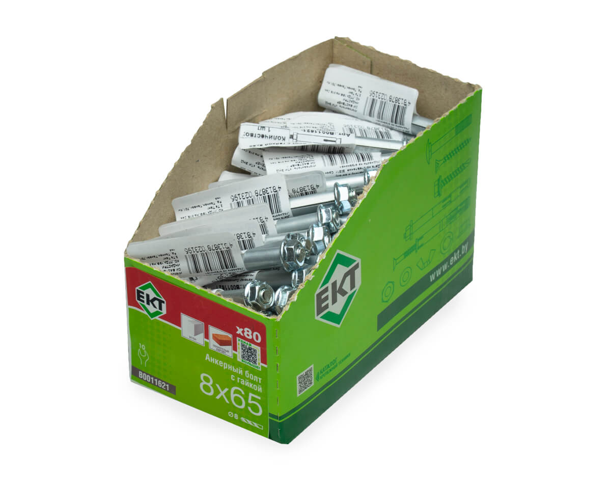 Анкерный болт с гайкой 8х 65 (с этик./1шт)