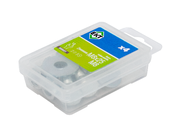 Болт с 6-гран. гол. M8х25, DIN933 в компл. с гайкой и усиленной шайбой М8, цинк (упак/4шт)