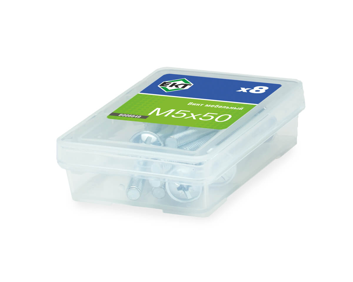 Винт мебельный 5х50, полусфер. головка, шлиц KOMBI, цинк (упак/8шт)