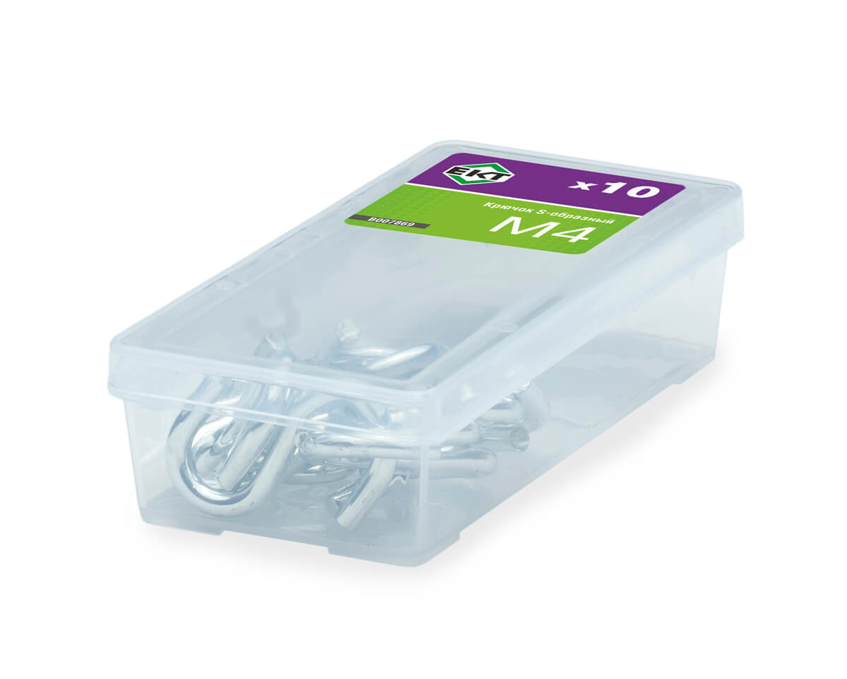 Крючок S-образный М4, цинк (упак/10шт)