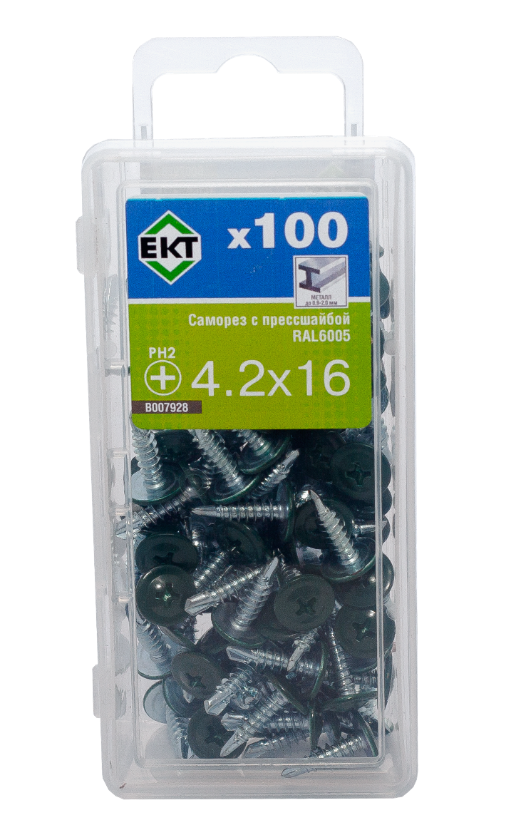 Саморез с п/ш, сверло 4.2х16 RAL6005 (упак/100шт)