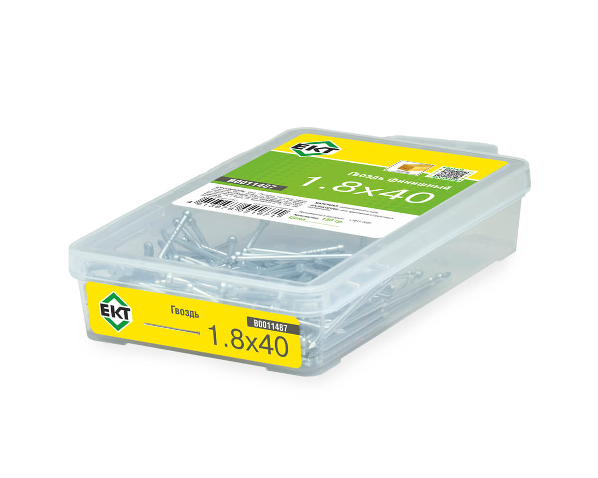 Гвоздь финишный 1,8х40, оцинкованный, в пласт. контейнере (упак/0,15кг)