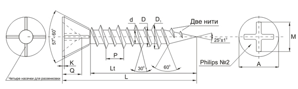 Саморез для гипсоволокнистых листов SGV, 3,9х30, фосфат, ЕКТ (упак/1.000шт)