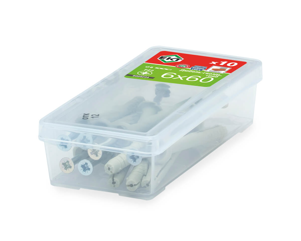 Дюбель-гвоздь GL, 6x60 гриб, нейлон, ЕКТ (мини-конт./10шт)