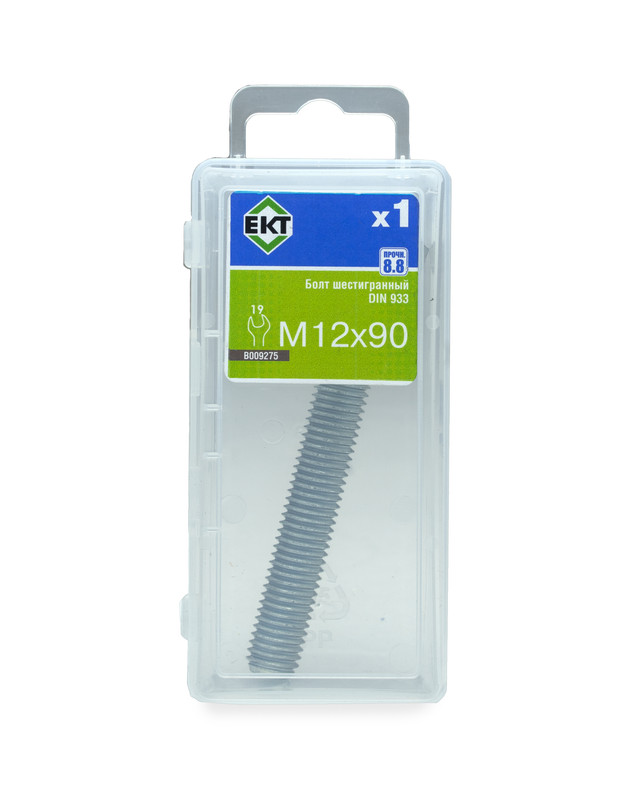 Болт шестигранный 12х 90, цинк, прочн. 8.8 DIN 933 (упак/1шт)