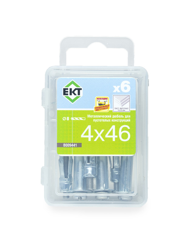 Дюбель металлический 4х46 мм, для пустотелых конструкций, ЕКТ (упак/6шт)