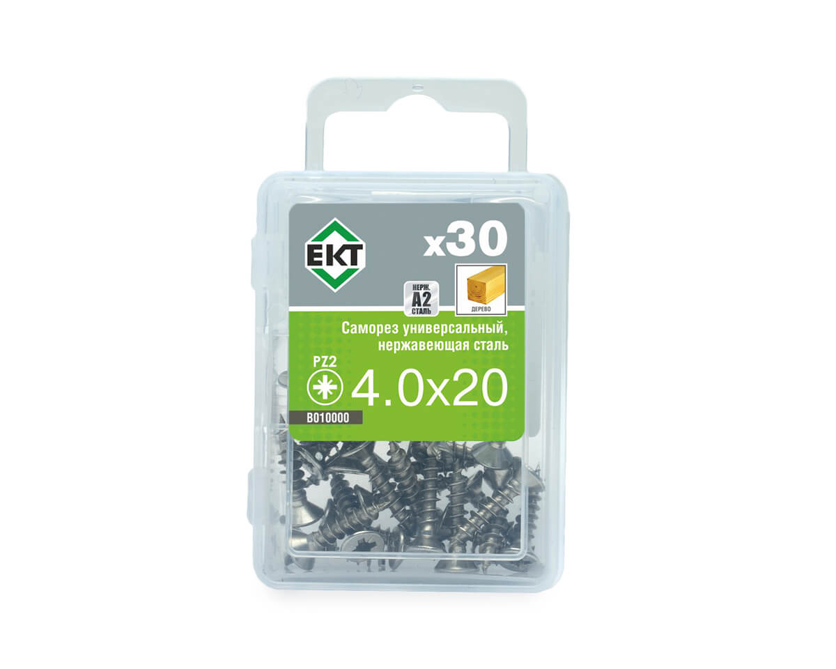 Саморез универсальный 4.0x20, НЕРЖ. СТАЛЬ, ЕКТ (упак/30шт)