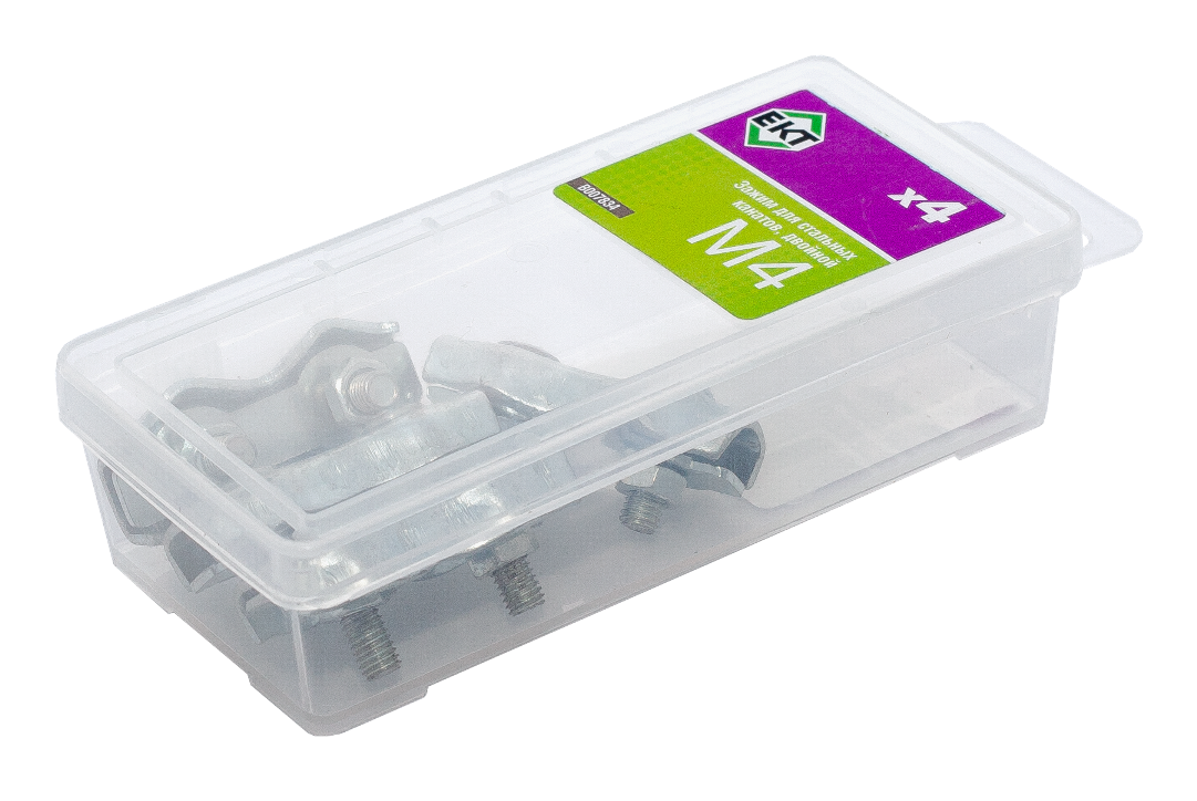 Зажим для стальных канатов 4 мм, двойной, оцинк. (упак/4шт)