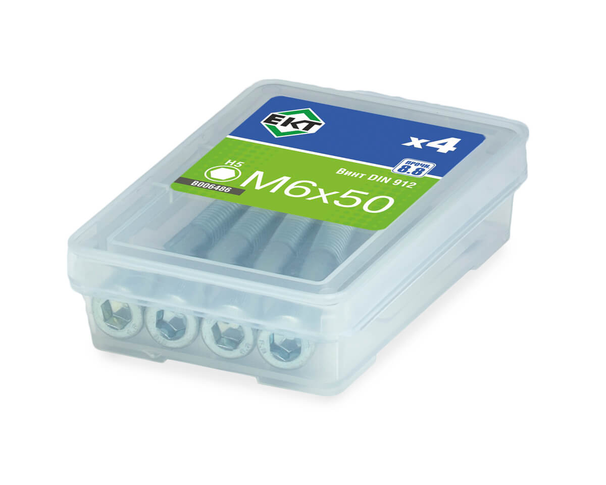 Винт 6х 50 с цилиндр. гол. и внутр. шестигр., цинк, прочн. 8.8 DIN912 (упак/4шт)