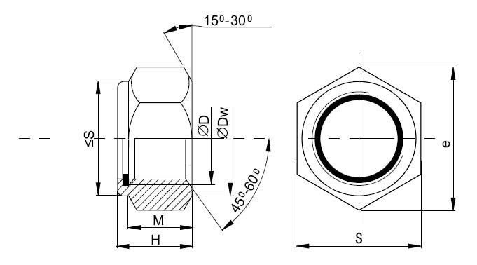 Гайка с контрящим кольцом М20, DIN985, кл.пр. 8, цинк (упак/25шт)