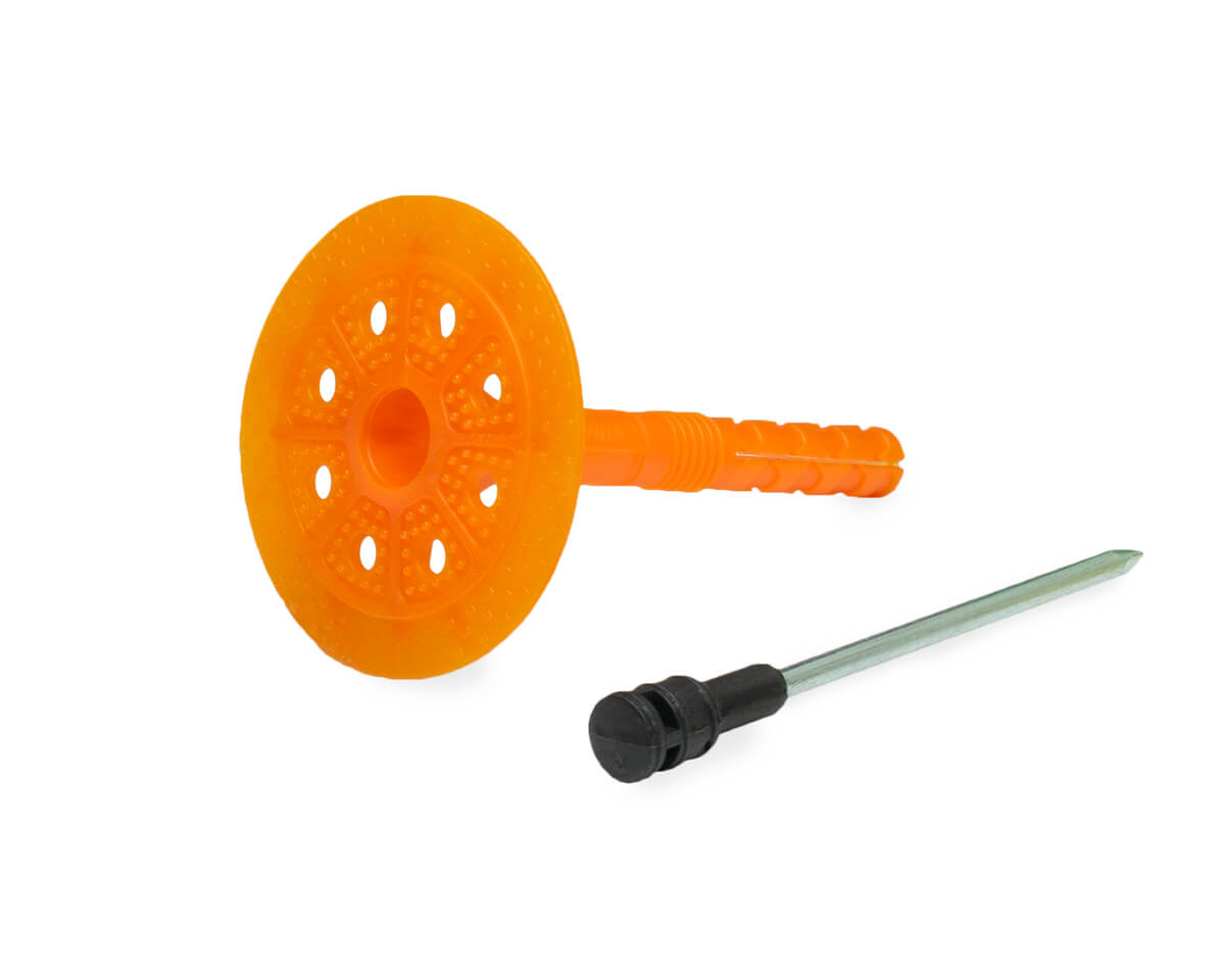 Держатель теплоизоляции 10x90 со стальным гвоздем с термо-заглушкой DTM-N + GT-MT, ЕКТ (пакет/75шт)