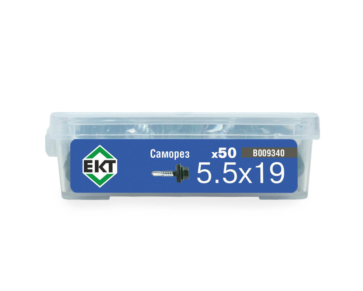 Саморез кровельный 5,5х19 RAL 6005 (темно-зеленый), в пласт. контейнере (упак/50шт)