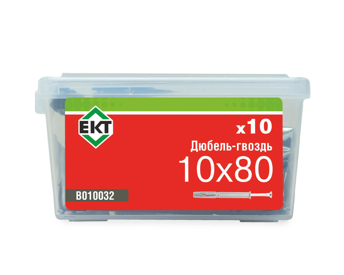 Дюбель-гвоздь GL, 10x80 потай, п/п, ЕКТ (пласт.конт./10шт)
