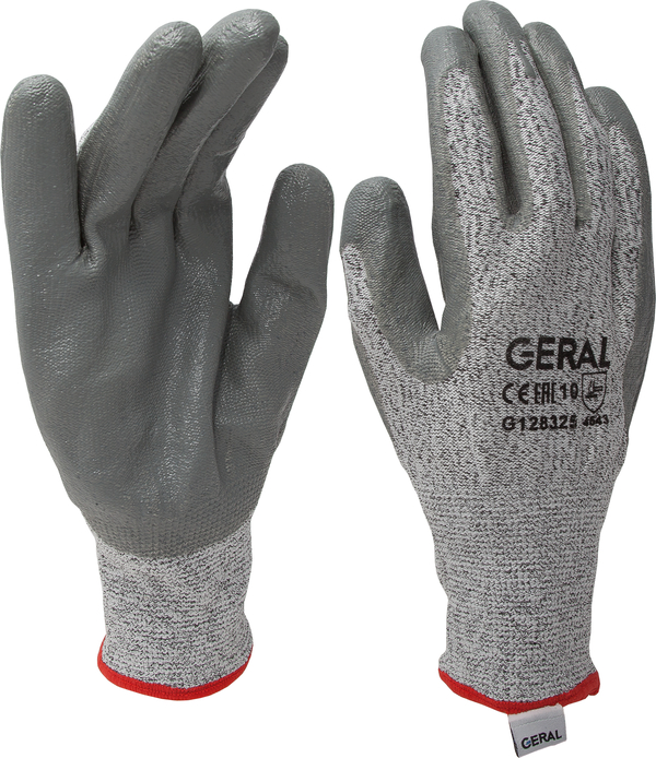 Перчатки стекольщика, неполн.нитрил.покр, 13 кл.вязки, 5 кл.защ.от порезов, разм.10, GERAL (пара)