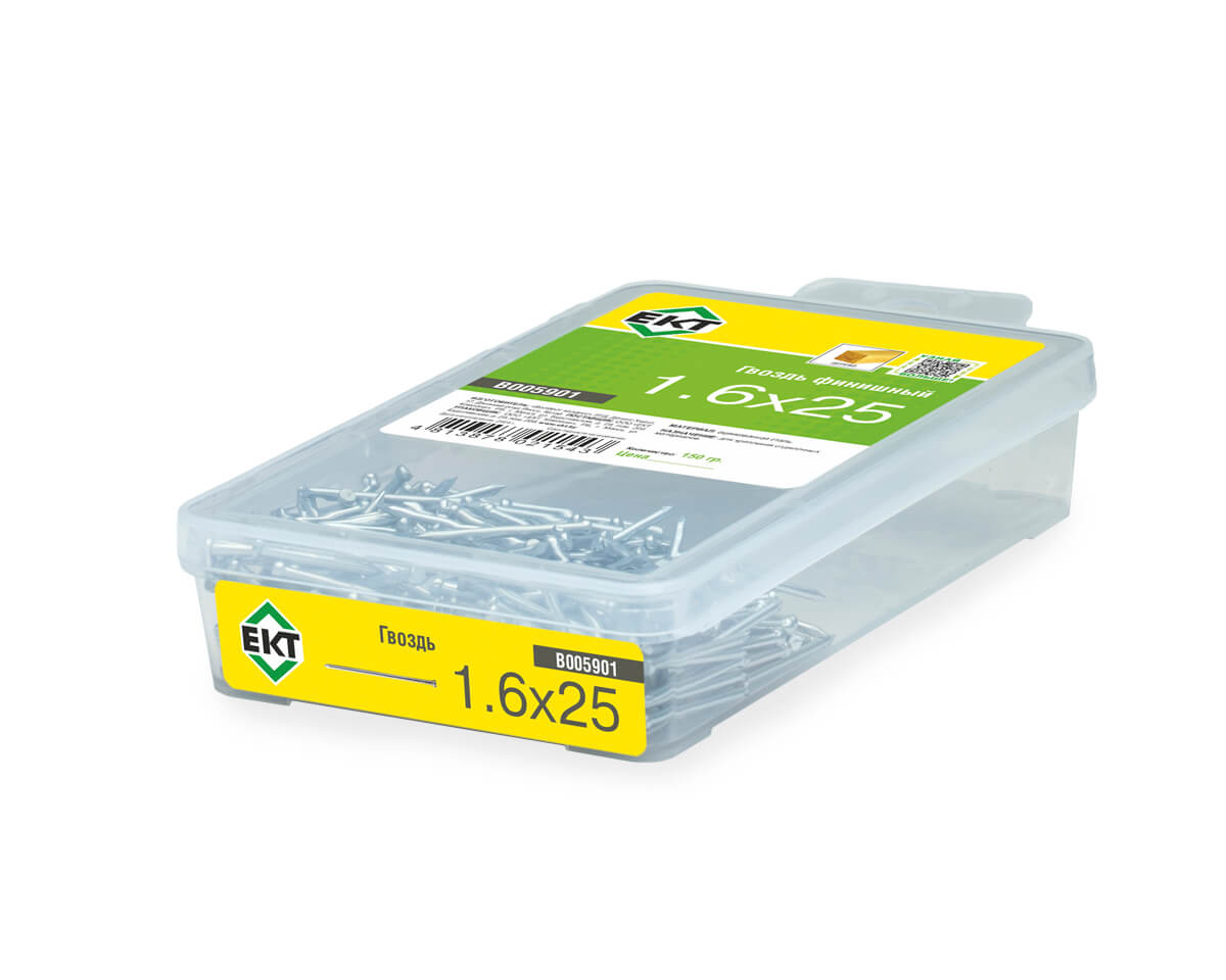 Гвоздь финишный 1,6х25, оцинкованный, в пласт. контейнере (упак/0,15кг)