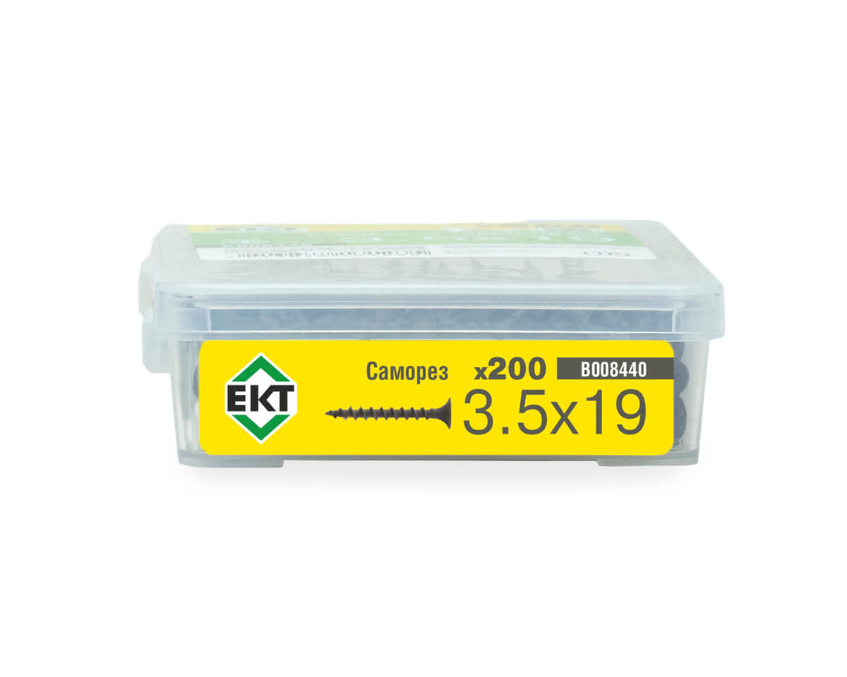 Саморез по ГК, крупный шаг 3,5х19 в пласт. контейнере (упак/200шт)