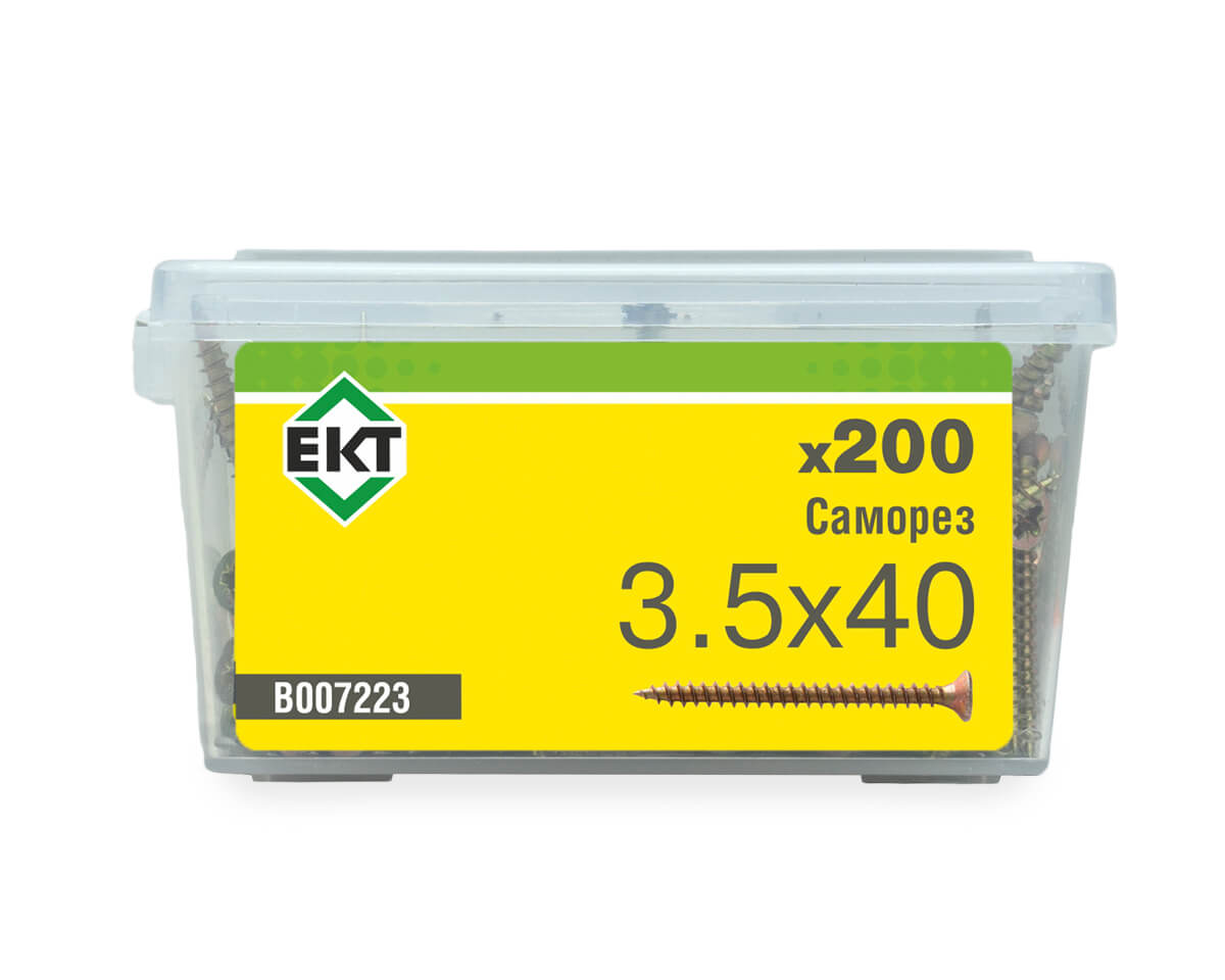 Саморез, желтый цинк 3,5х40 в пласт. контейнере (упак/200шт)
