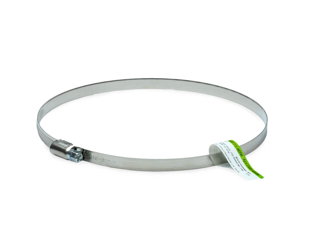 Хомут червячный (140-160 мм), ширина 9 мм, DIN3017-1, НЕРЖ. СТАЛЬ W2 (с этик./1шт)