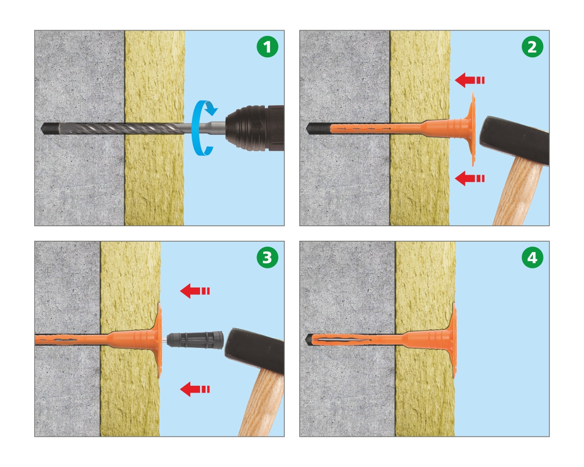 Дюбель тарельчатый 8х300 со стальным гвоздем с высокоэфф. термоголовкой DT-8T-300 (упак/150шт)