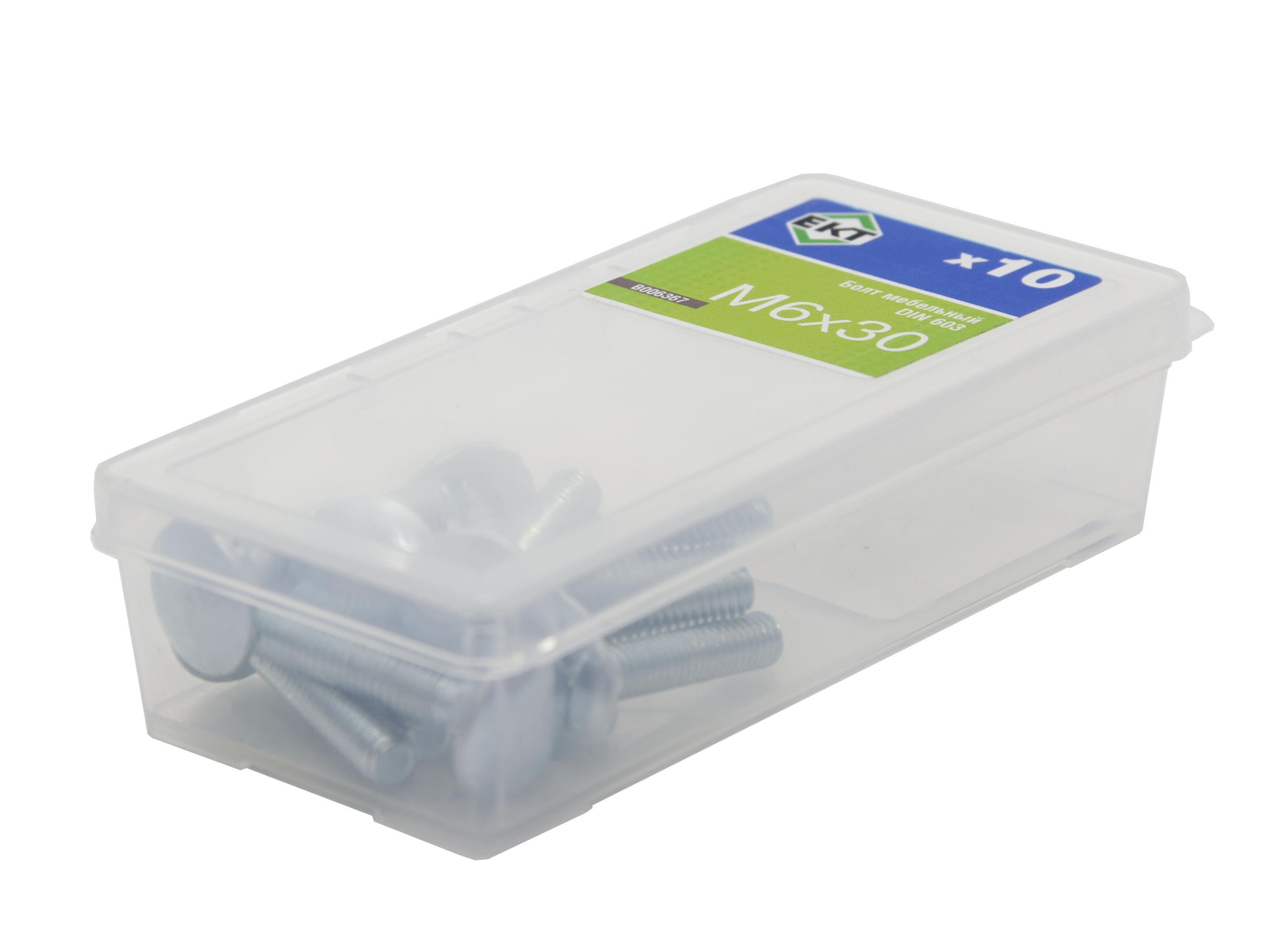 Болт мебельный 6х 30, цинк, прочн. 4.8 DIN 603, (упак/10шт)