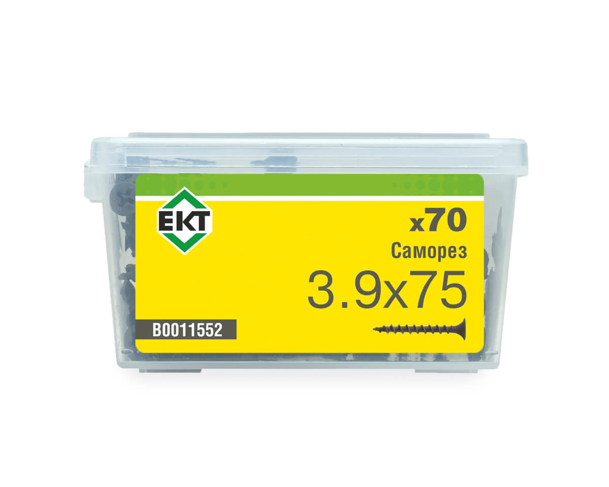 Саморез по ГК, крупный шаг 3,9х75 в пласт. контейнере (упак/70шт)