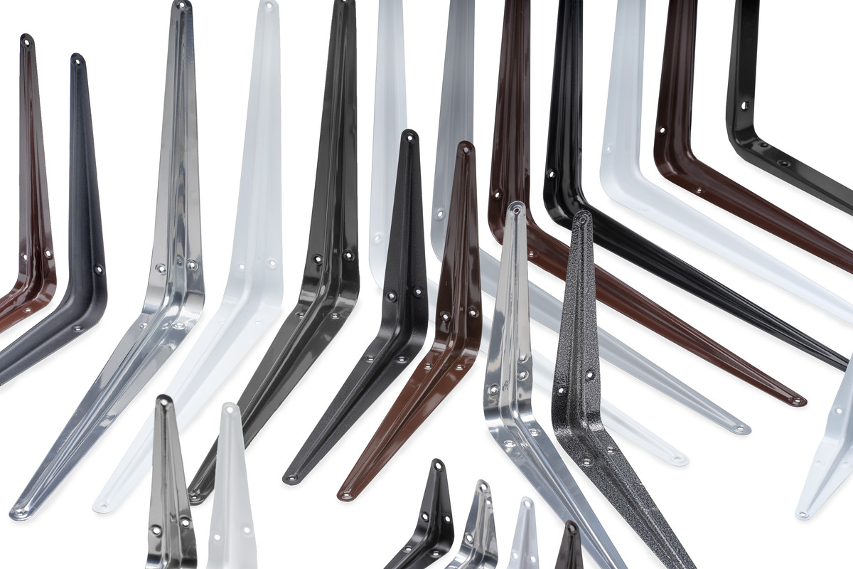 Кронштейн стальной с ребром жесткости, коричневый 200x250мм (упак/40шт)