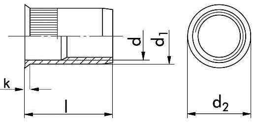 Заклепка резьб. М4х11.6/1530, ст.,оцинк.,потайн.борт,насечка на теле и борт. (упак/1.500шт)
