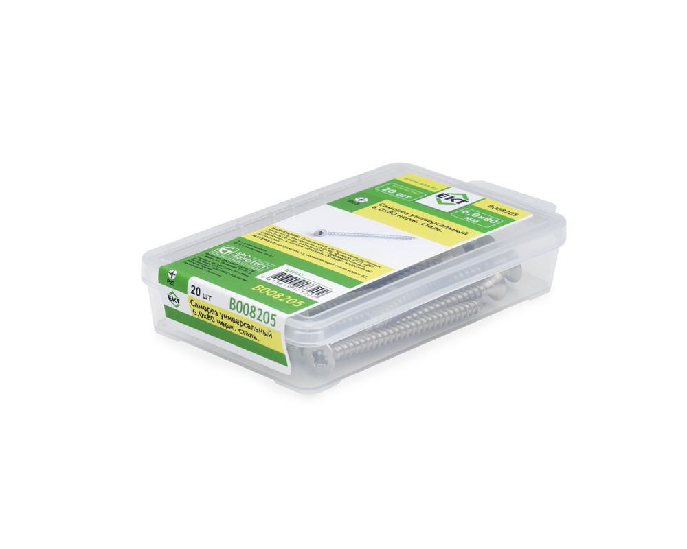 Саморез универсальный SU-S, 6.0х80, нерж. сталь (упак/20шт)