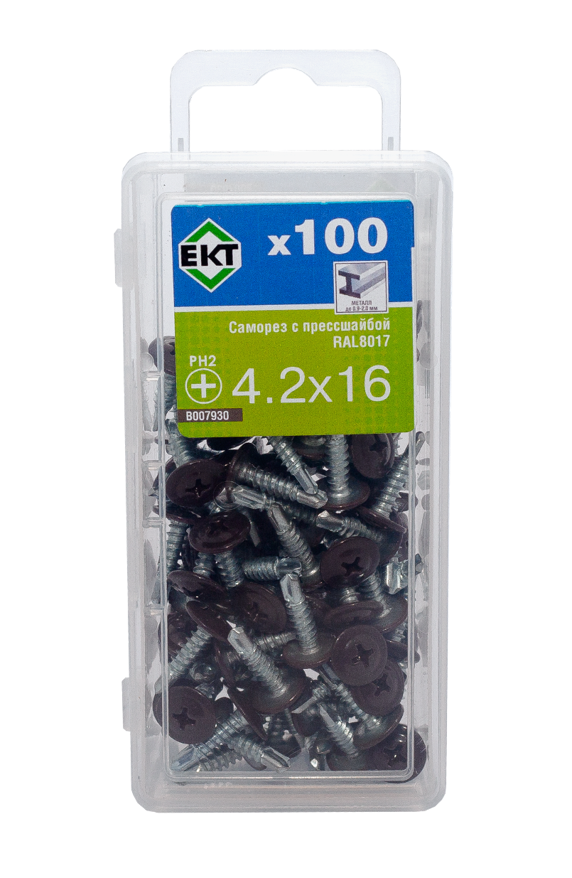 Саморез с п/ш, сверло 4.2х16 RAL8017 (упак/100шт)