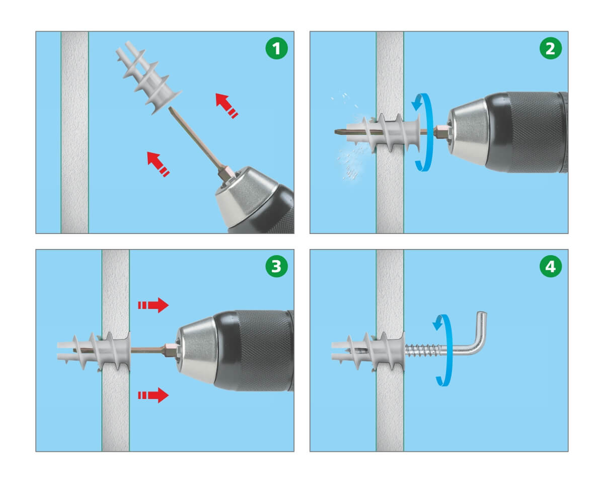 Дюбель для гипсокартонных плит Driva 01S-пластм.(14х32), PH, наконечник сверло, РП (упак/200шт)