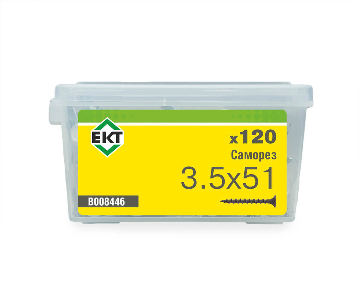 Саморез по ГК, крупный шаг 3,5х51 в пласт. контейнере (упак/120шт)