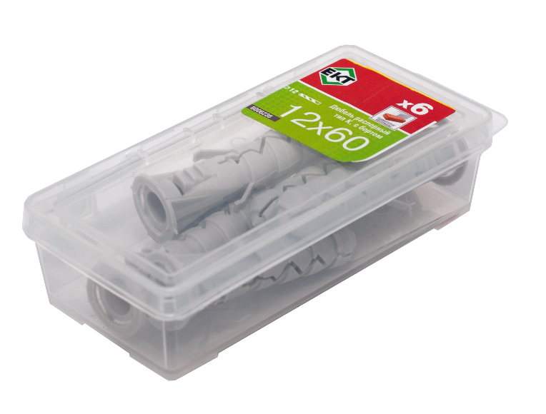 Дюбель распорный PP К 12, с бортом, полипропилен (упак/6шт)