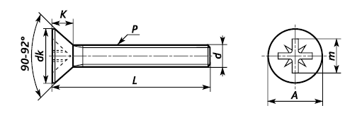 Винт с потайной головкой POZI 8х75, DIN965, цинк (упак/1.000шт)