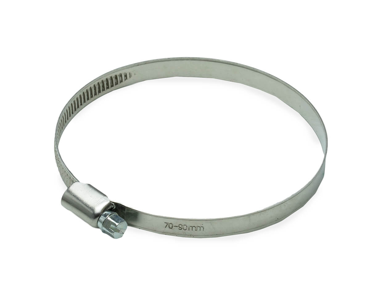 Хомут червячный (70-90 мм), ширина 9 мм, DIN3017-1, НЕРЖ. СТАЛЬ A2, W4, винт нерж. (упак/10шт)