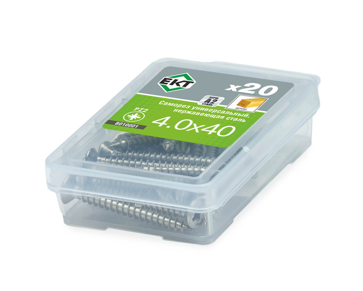 Саморез универсальный 4.0х40, НЕРЖ. СТАЛЬ, ЕКТ (упак/20шт)